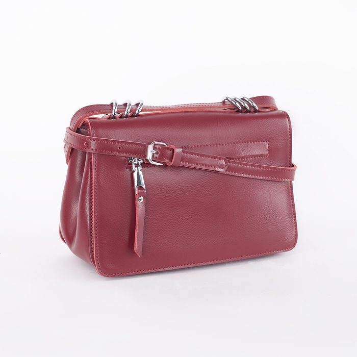 Сумка женская, отдел с перегородкой, наружный карман, длинный ремень, цвет бордовый