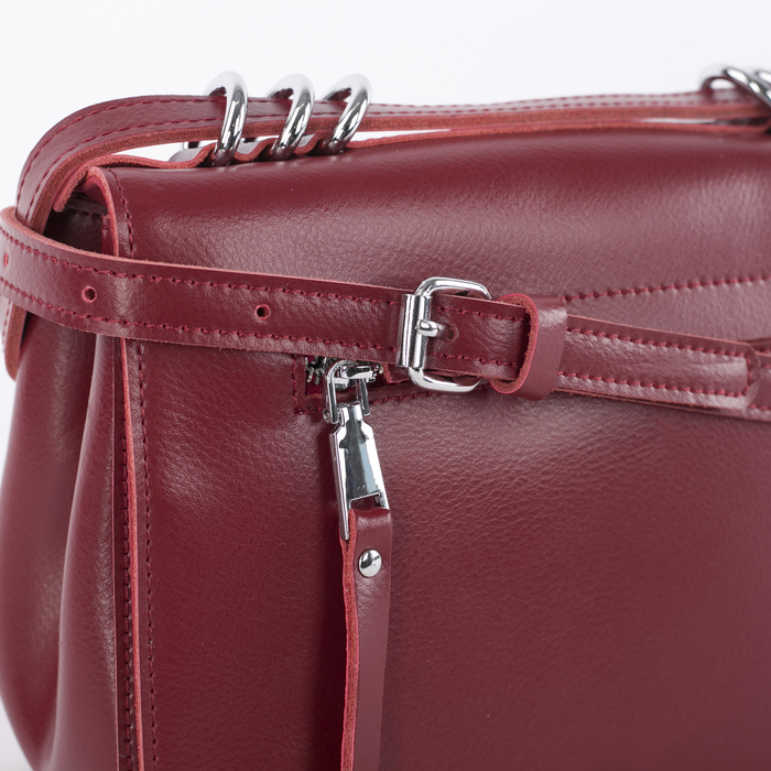 Сумка женская, отдел с перегородкой, наружный карман, длинный ремень, цвет бордовый