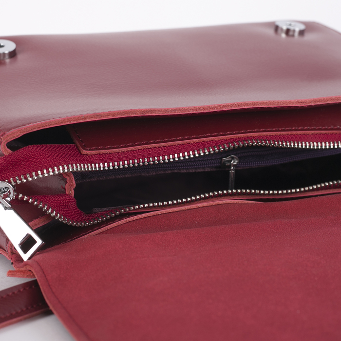 Сумка женская, отдел с перегородкой, наружный карман, длинный ремень, цвет бордовый