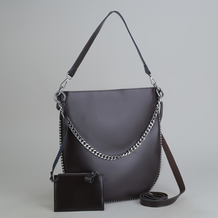 Сумка женская, отдел с перегородкой, с кошельком, цвет коричневый