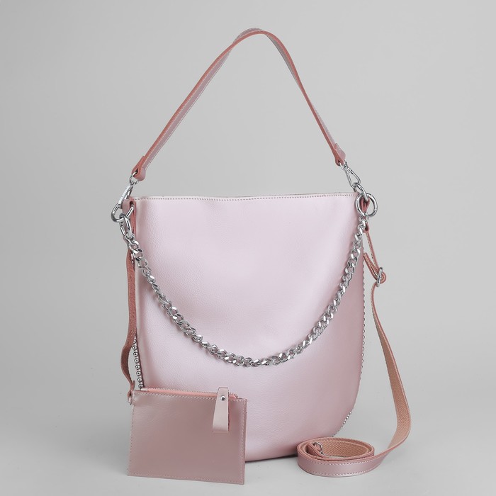 Сумка женская, отдел с перегородкой, с кошельком, цвет розовый перламутр