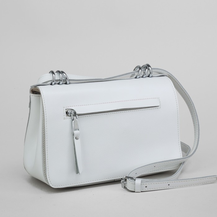 Сумка женская, отдел с перегородкой, наружный карман, длинный ремень, цвет белый