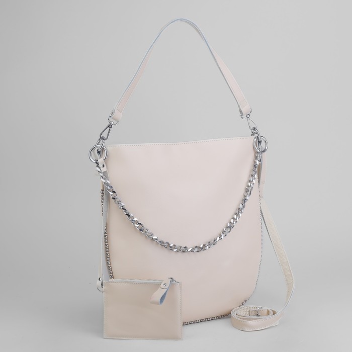 Сумка женская, отдел с перегородкой, с кошельком, цвет молочный