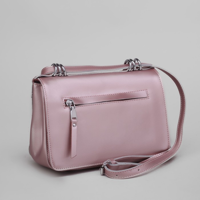 Сумка женская, отдел с перегородкой, наружный карман, длинный ремень, цвет розовый перламутр