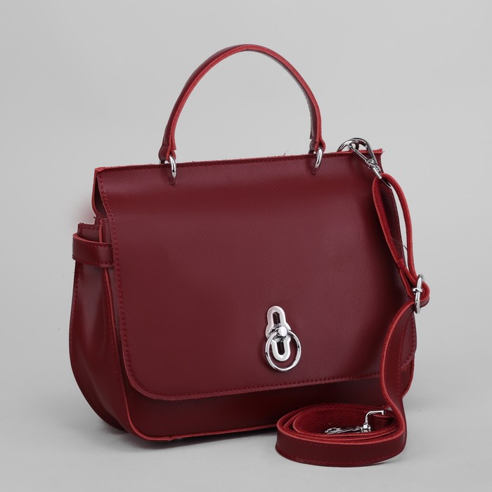 Сумка женская, отдел на молнии, наружный карман, длинный ремень, цвет бордовый