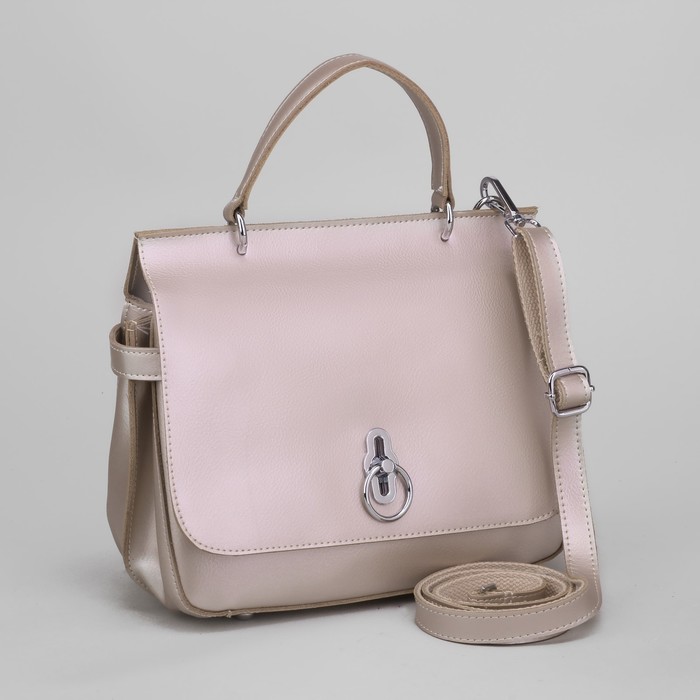 Сумка женская, отдел на молнии, наружный карман, длинный ремень, цвет розовый перламутр