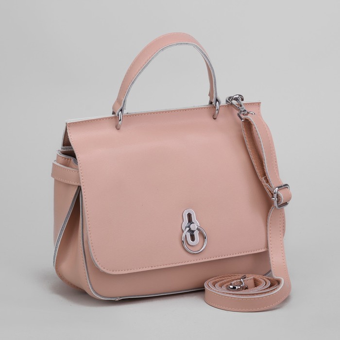 Сумка женская, отдел на молнии, наружный карман, длинный ремень, цвет розовый