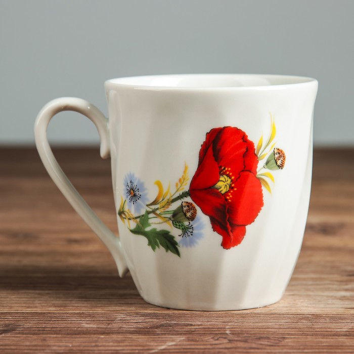 Кружка 0,25 л "Волна" мак салатный, деколь