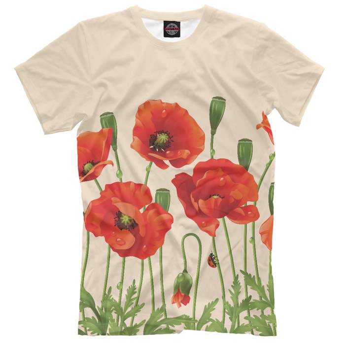 Футболка для мальчика "Цветы Маки" , рост 104 см CVE-900942