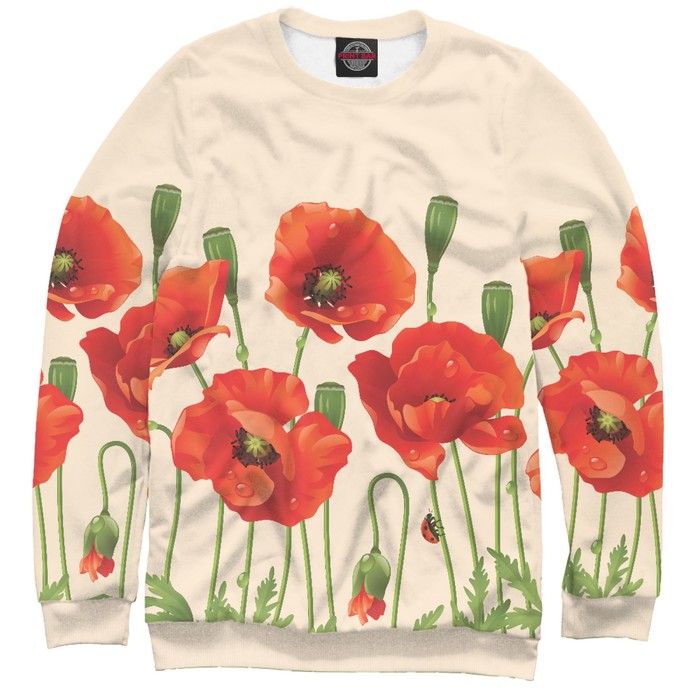 Свитшот для девочки "Цветы Маки" , рост 152 см CVE-900942