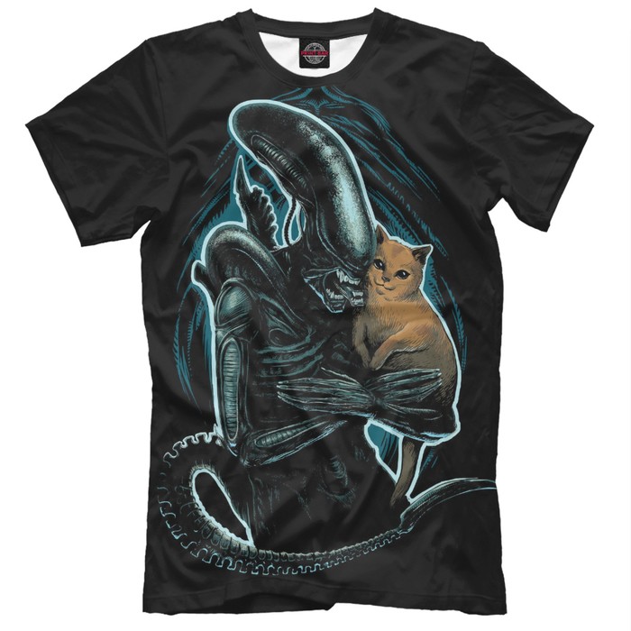 Футболка для мальчика "Чужой с котиком" , рост 134 см HAL-900146