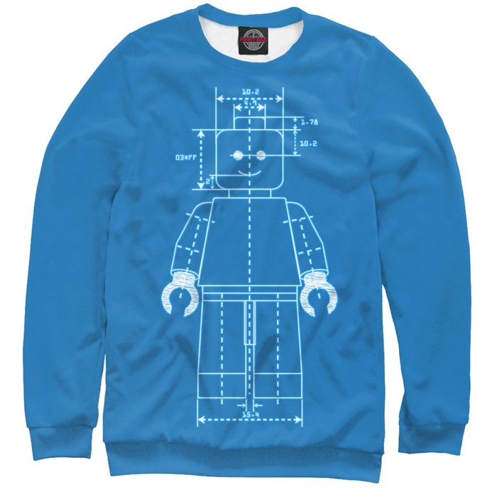 Свитшот для девочки "Чертеж Lego" , рост 134 см DZN-947825