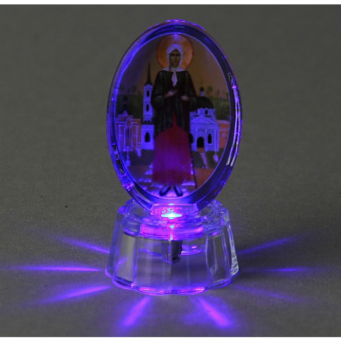 Икона "Ксения Петербургская" со светодиодом, овальная