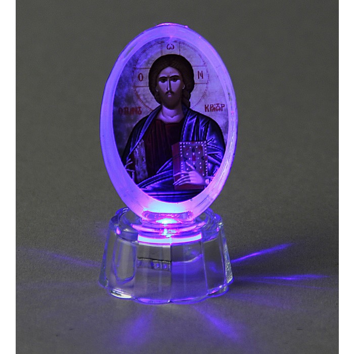 Икона "Иисус Христос" со светодиодом, овальная