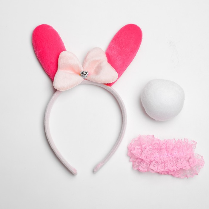 Карнавальный набор "Зайка", 3 предмета: ободок, бант, хвост