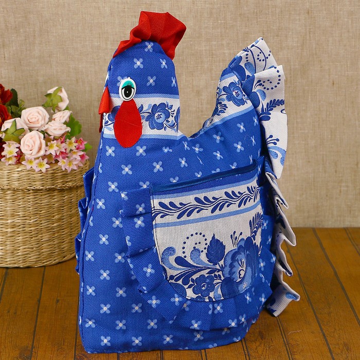 Грелка на чайник «Курица», гжель