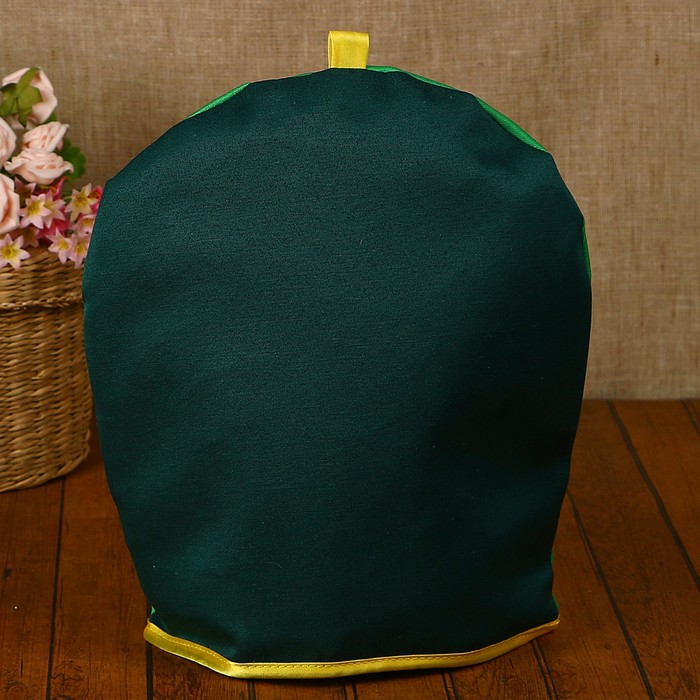 Грелка на чайник «Матрёшки», хохлома, зелёный фон