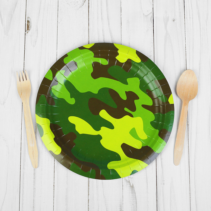 Тарелка бумажная "Камуфляж", 23 см