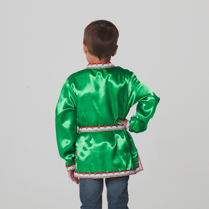 Карнавальная русская рубаха "Хохлома: ягоды", атлас, цвет зелёный, р-р 28, рост 98-104 см