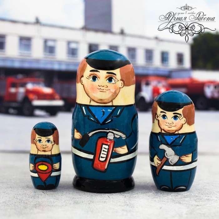 Матрешка 3 кукольная "МЧС", 11 см
