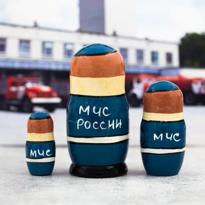 Матрешка 3 кукольная "МЧС", 11 см