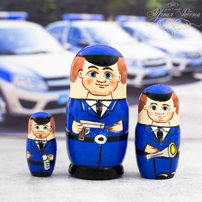 Матрешка 3 кукольная "Полиция", 11 см