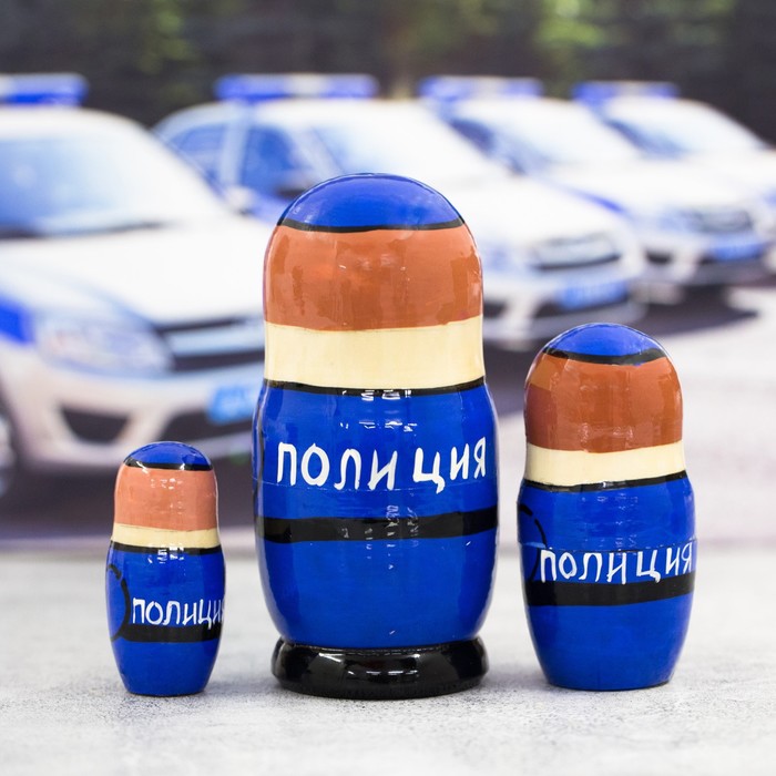 Матрешка 3 кукольная "Полиция", 11 см