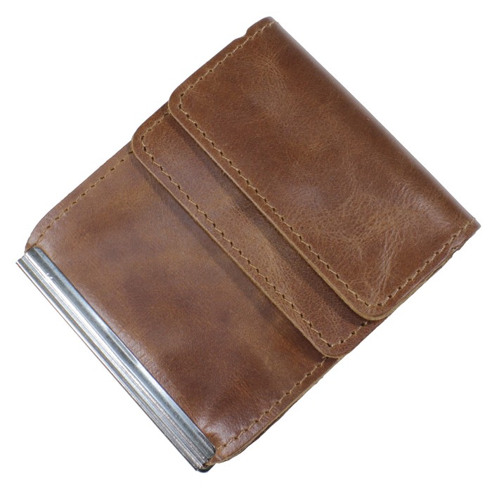 Кошелёк на кнопке, наружный карман, цвет коричневый