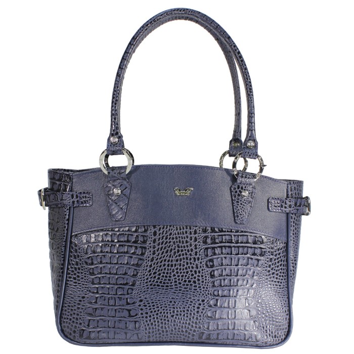 Сумка женская, 3 отделения на молнии, цвет синий