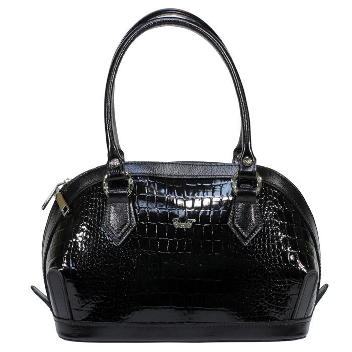 Сумка женская, 3 отделения на молнии, наружный карман, цвет чёрный