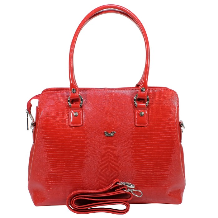 Сумка женская, 3 отделения на молнии, наружный карман, плечевой ремень, цвет алый