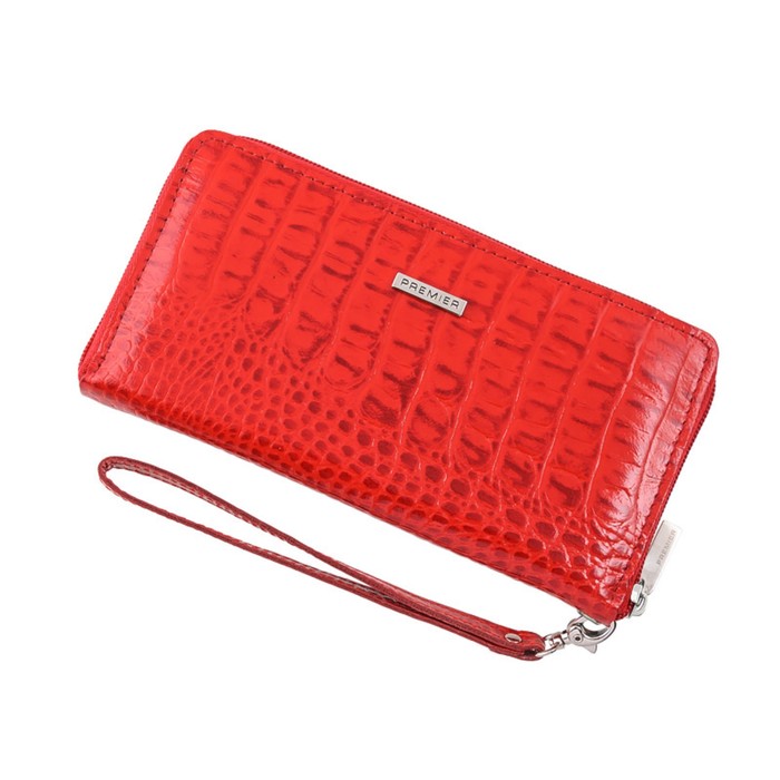 Кошелёк женский на молнии, 2 отдела для купюр, для монет, для кредитных карт, цвет красный