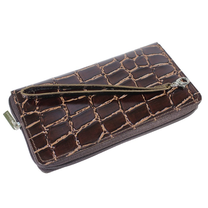 Кошелёк женский на молнии, 2 отдела для купюр, для монет, для кредитных карт, цвет коричнеый