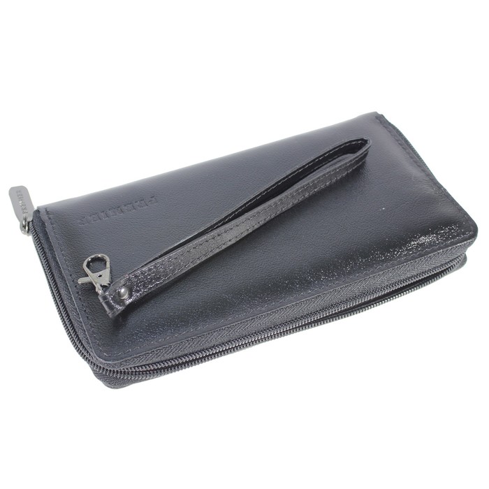 Кошелёк женский на молнии, 2 отдела для купюр, для монет, для кредитных карт, цвет чёрный