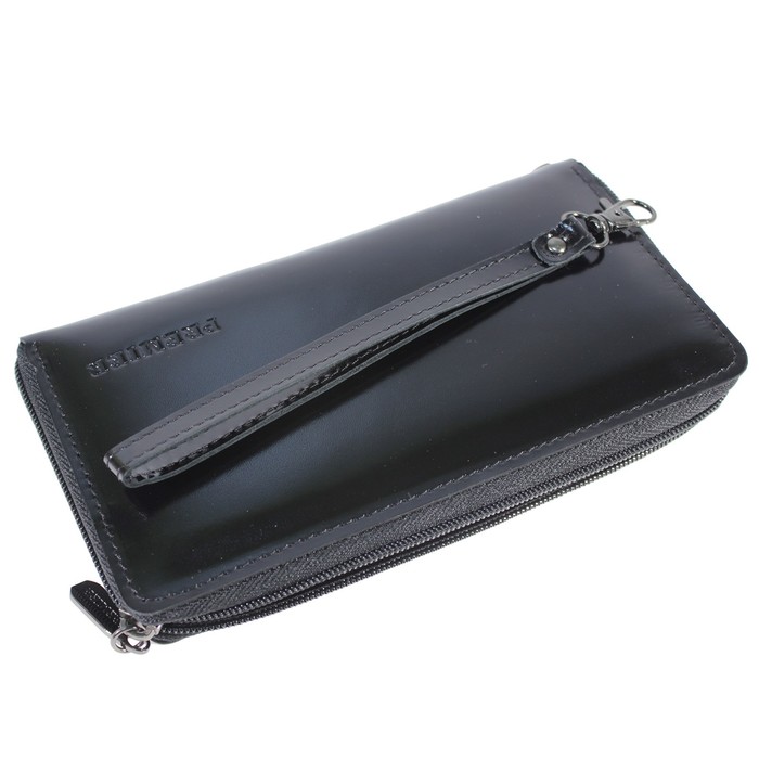 Кошелёк женский на молнии, 2 отдела для купюр, для кредитных карт, для монет, цвет чёрный