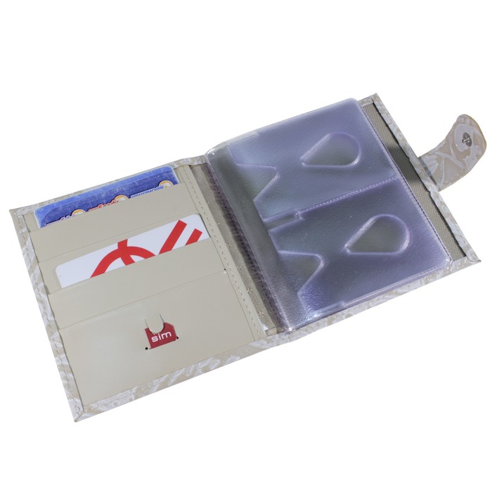 Кредитница (2 ряда), натуральная кожа, 18/36, цвет бежевый