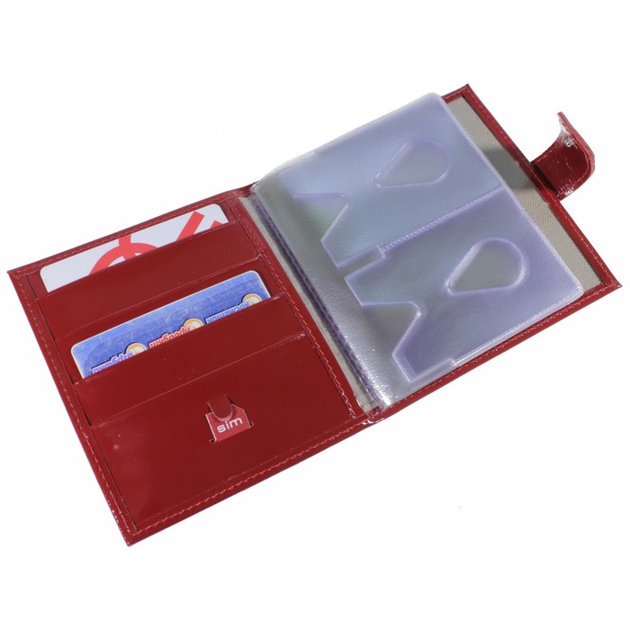 Кредитница (2 ряда), натуральная кожа, 18/36, красный