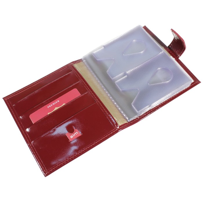 Кредитница (2 ряда), натуральная кожа, 18/36, красный