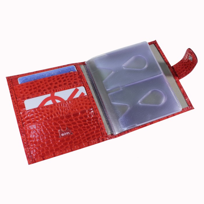 Кредитница (2 ряда), натуральная кожа, 18/36, красный