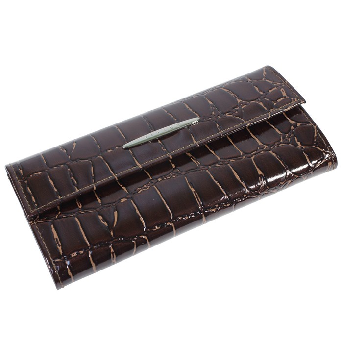 Кошелёк женский на кнопке, 2 отдела для купюр, для монет, для кредитных карт, цвет коричневый