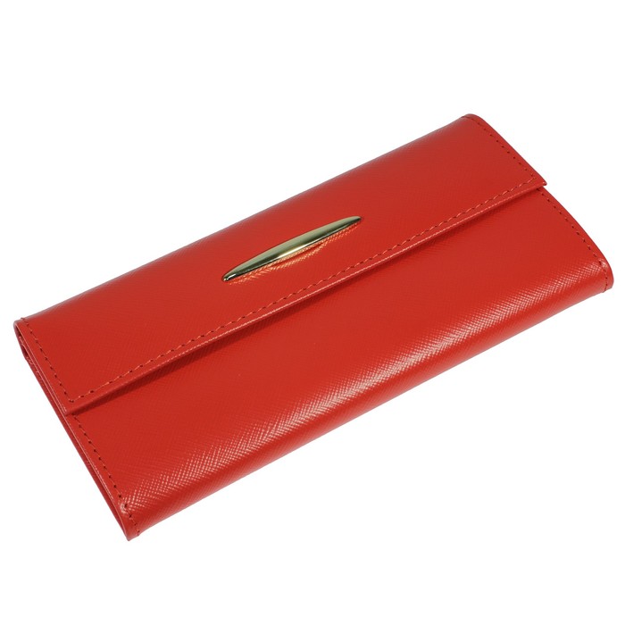 Кошелёк женский на кнопке, 2 отдела для купюр, для монет, для кредитных карт, цвет красный