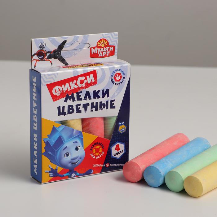 Мелки цветные для творчества "Фиксики", 4 цвета
