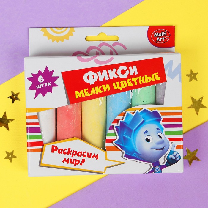 Мелки цветные для творчества "Фиксики", 6 цветов
