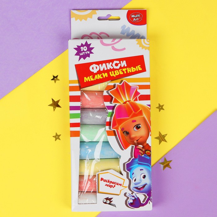 Мелки цветные для творчества "Фиксики", 10 цветов