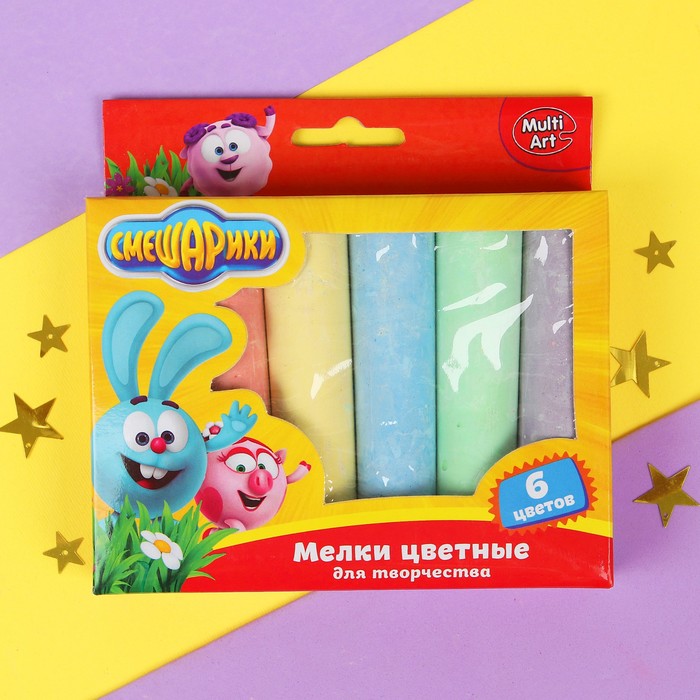 Мелки цветные для творчества "Смешарики", 6 цветов