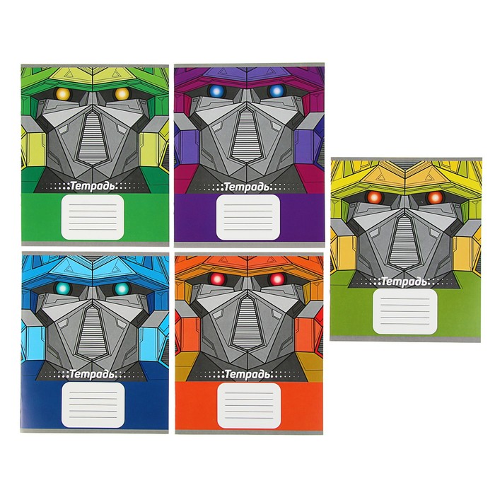 Тетрадь 18 листов клетка Calligrata "Роботы", обложка мелованный картон, 5 видов МИКС