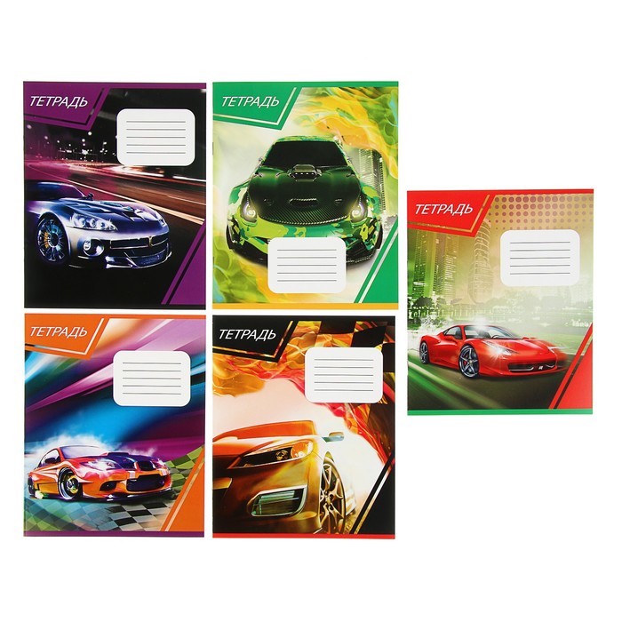 Тетрадь 18 листов клетка Calligrata "Авто", обложка мелованный картон, 5 видов МИКС