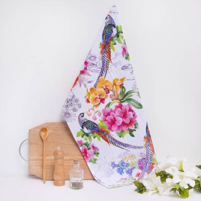 Полотенце вафельное "Райские птицы" 40х70 см