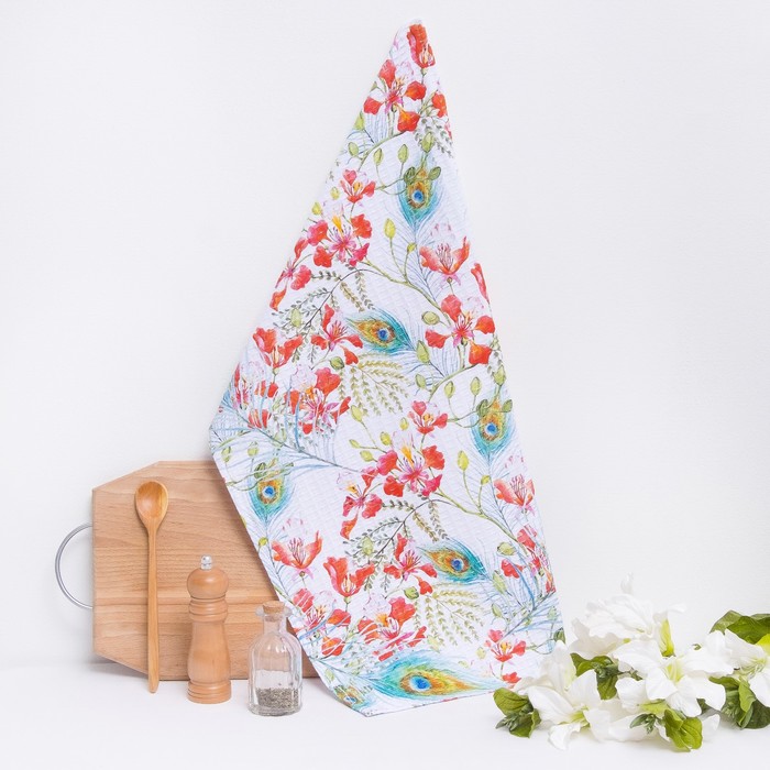 Полотенце вафельное "Перья павлина" 40х70 см