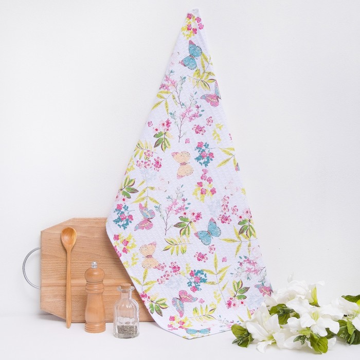 Полотенце вафельное "Бабочки" 40х70 см